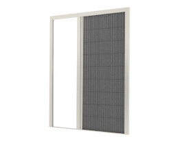Paravan de ușă alb cu plasă gri