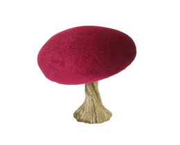 Decorațiune ciupercă catifea 10 cm rubin