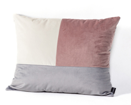 Pernă Patchwork pătrată roz gri alb