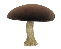 Decorațiune din catifea cu ciuperci 17 cm maro
